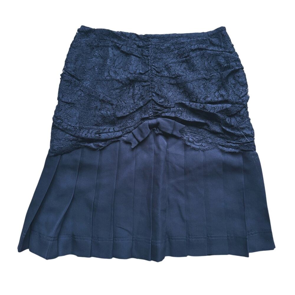 Moschino Coquette Lace Bow Pleated Mini Skirt XS Black Whimsigoth Dark Romantic